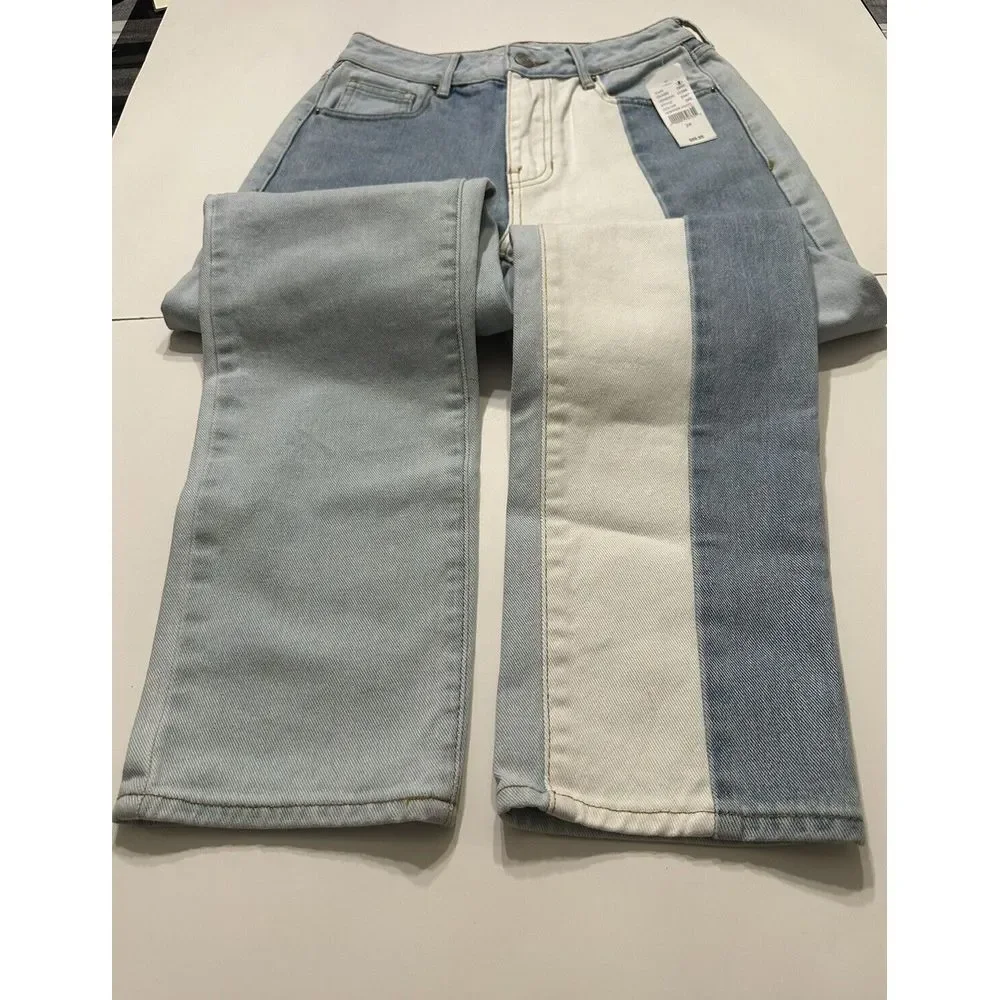 PACSUN Eco Hopper Patch Mom Jeans  Size 24 Light Wash High Rise Straight Leg NWT - Picture 4 of 12